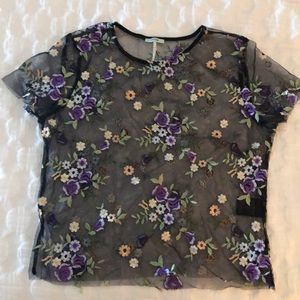 Kimchi blue sheer black embroidered top